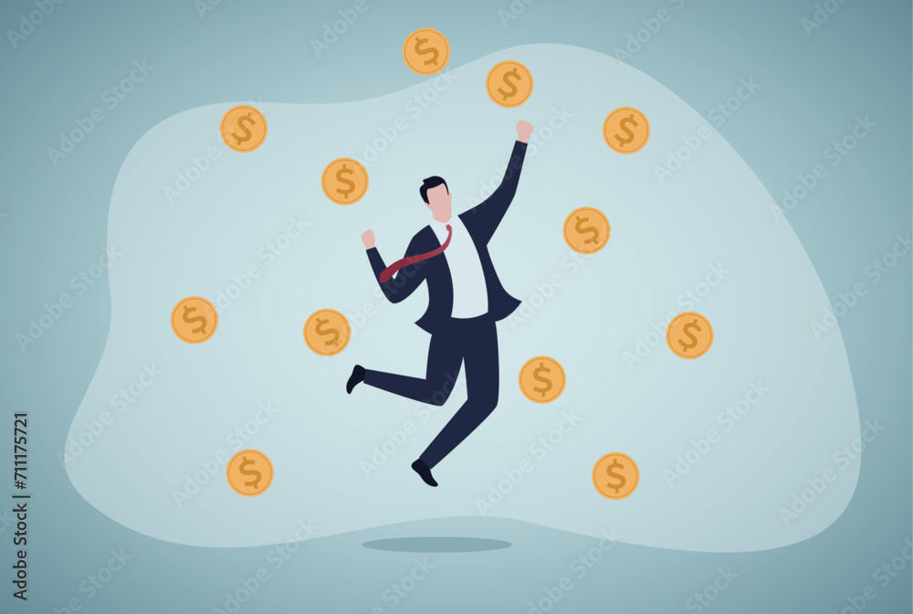 Making money, Return on investment, got a lot of money.Bonus pay.Business Growth, Wealth and Prosperity Concept. Making money, Return on investment, got a lot of money.Bonus pay.Business Growth, Wealth and Prosperity Concept.