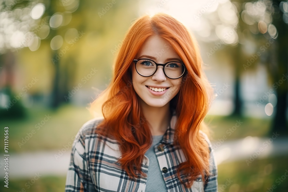 Portrait pretty redhead woman, generative ai