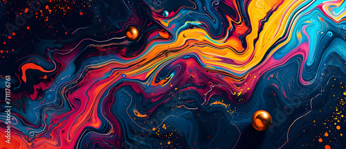 A vibrant explosion of modern abstract art, showcasing a mesmerizing blend of colorful swirls and intricate fractal patterns