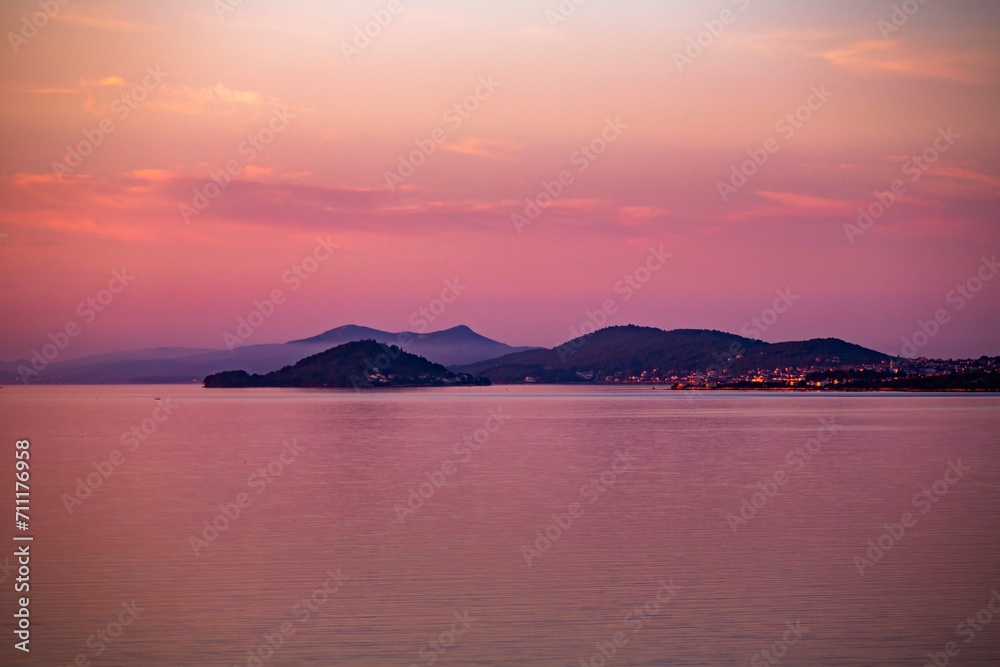 Sunrise over city Rijeka in Croatia