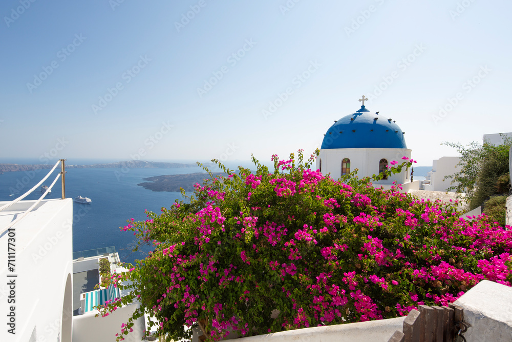 View of Oia town in Santorini island in Greece