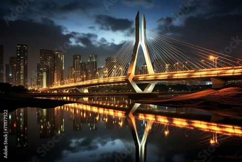 Iconic bridge in Sao Paulo, Brazil. Generative AI