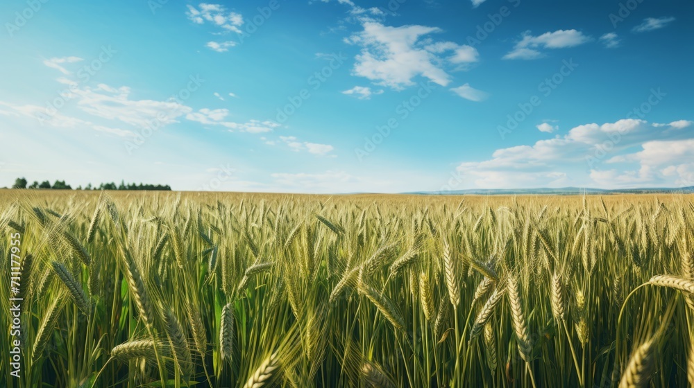 Golden Wheat Field Under Clear Blue Sky Golden Wheat Field Under Clear Blue Sky