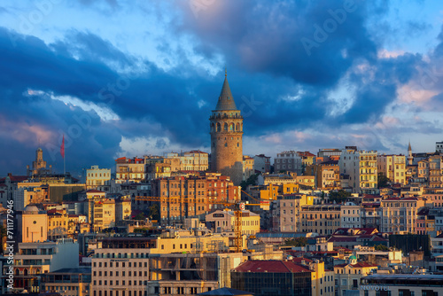 View of the Galata Tower. Istanbul, Turkey.