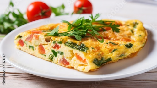 Omelette with Fresh Veggies on Plate