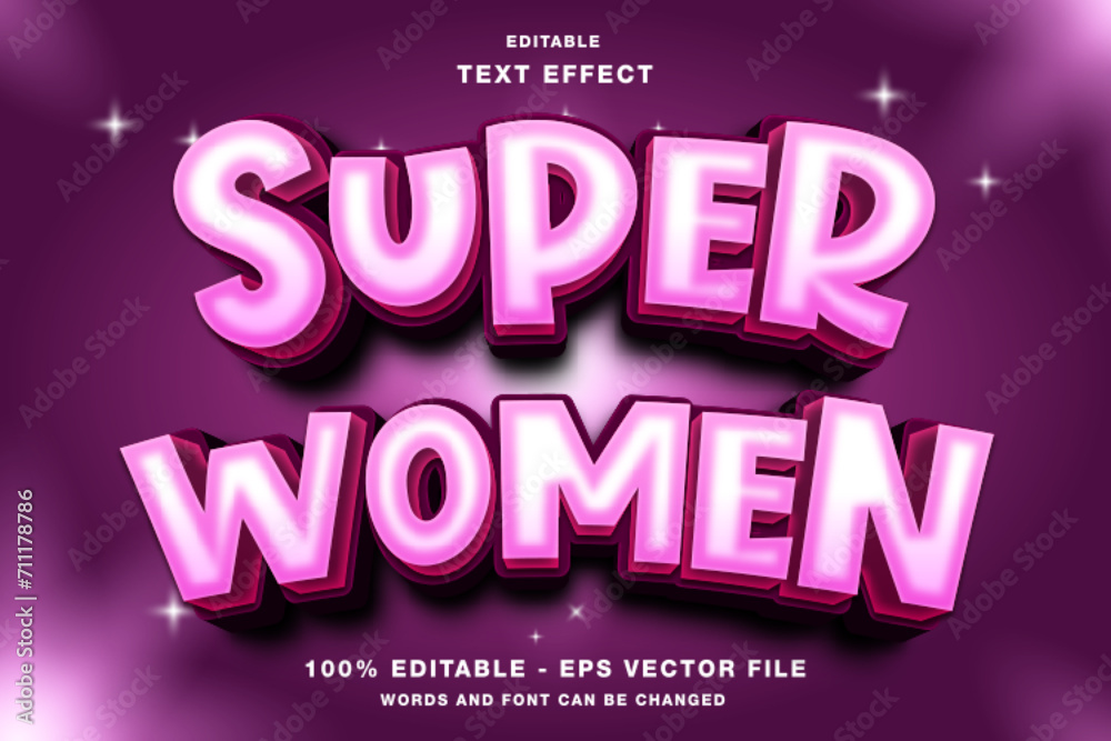 Super Women 3D Editable Text Effect