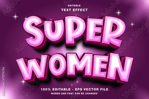 Super Women 3D Editable Text Effect