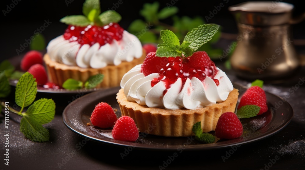 Strawberry Tarts with Cream and Mint Strawberry Tarts with Cream and Mint