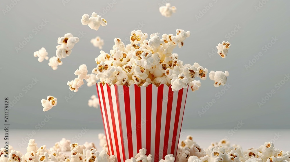 red white paper bucket full of popcorn on isolated transparent background red white paper bucket full of popcorn on isolated transparent background