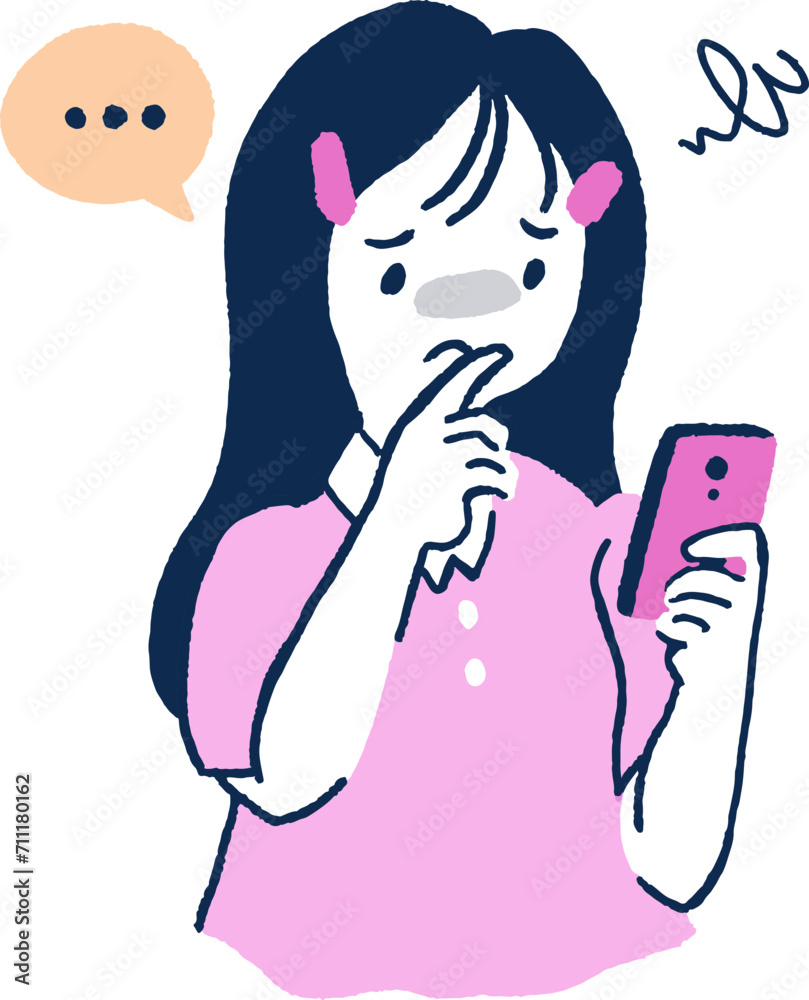 Digital Dilemma Girl Puzzled by Her Phone Digital Dilemma Girl Puzzled by Her Phone