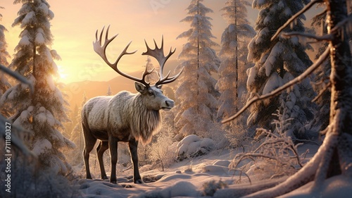 Exploring a Winter Wonderland: Adventurous Journey Through a Snow-Covered Forest Landscape - AI-Generative