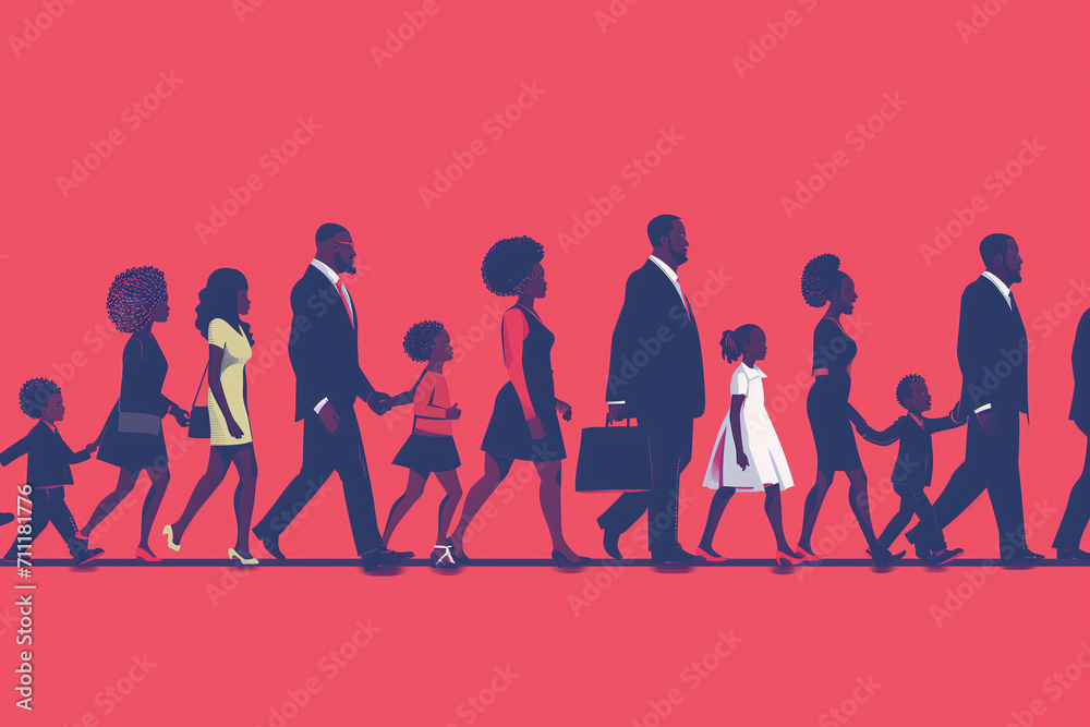 vector illustration of African American People Empowerment.