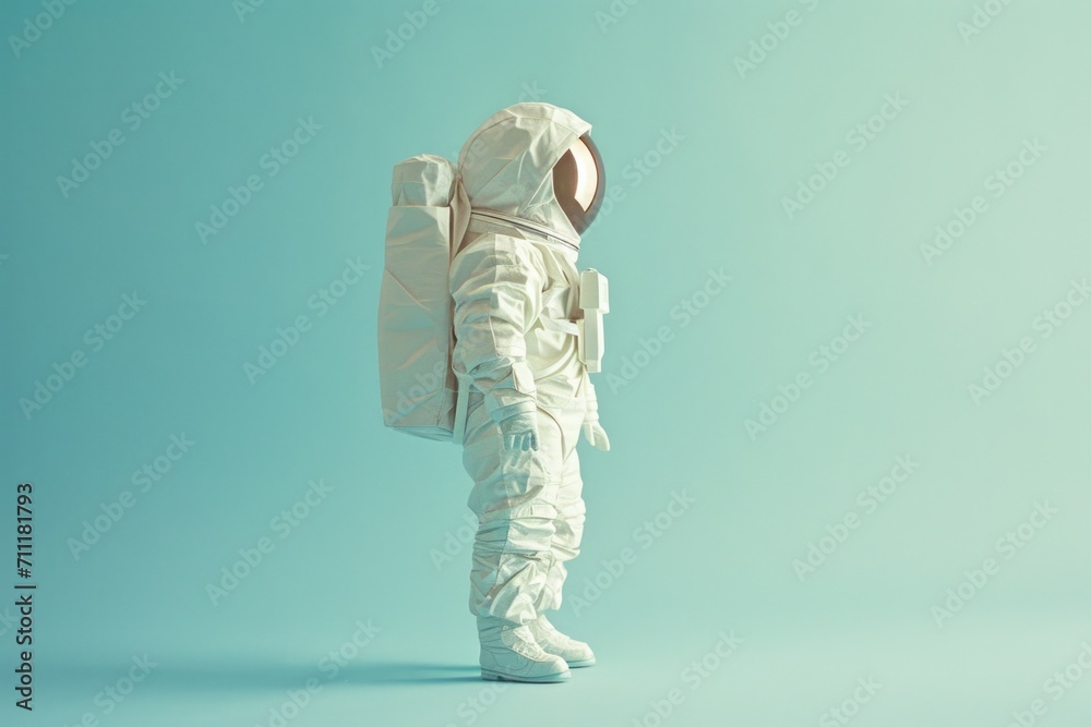 astronaut on a plain colored background, natural light, documentary and paper style astronaut on a plain colored background, natural light, documentary and paper style