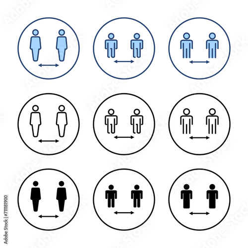 Social distance icon vector. social distancing sign and symbol. self quarantine sign