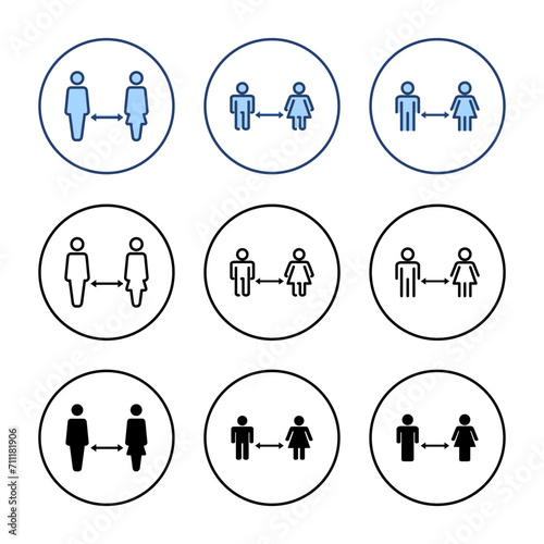 Social distancing vector. social distance sign and symbol. self quarantine sign
