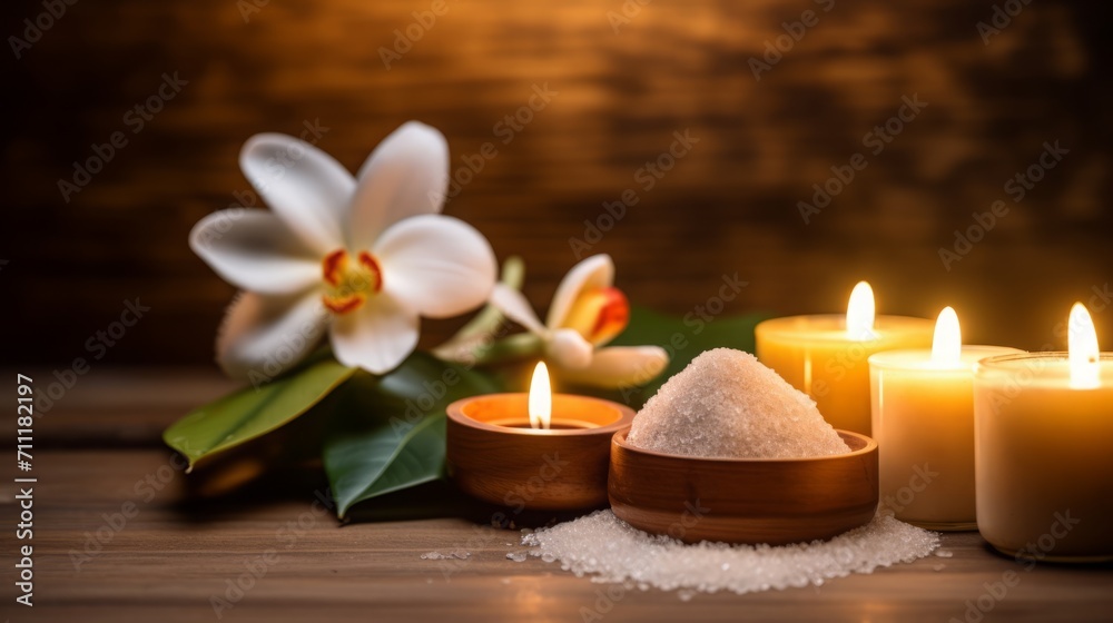 Relaxing Spa Ambiance with Candles and Flowers Relaxing Spa Ambiance with Candles and Flowers