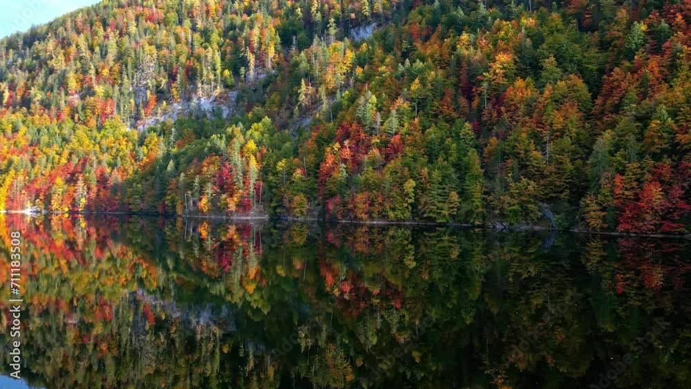 Wide panning shot of a lake during autumn in Austria's backcountry. Wide panning shot of a lake during autumn in Austria's backcountry.