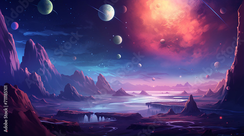 fantasy space cartoon game concept background