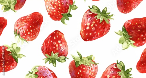 a pattern of strawberries on a white background