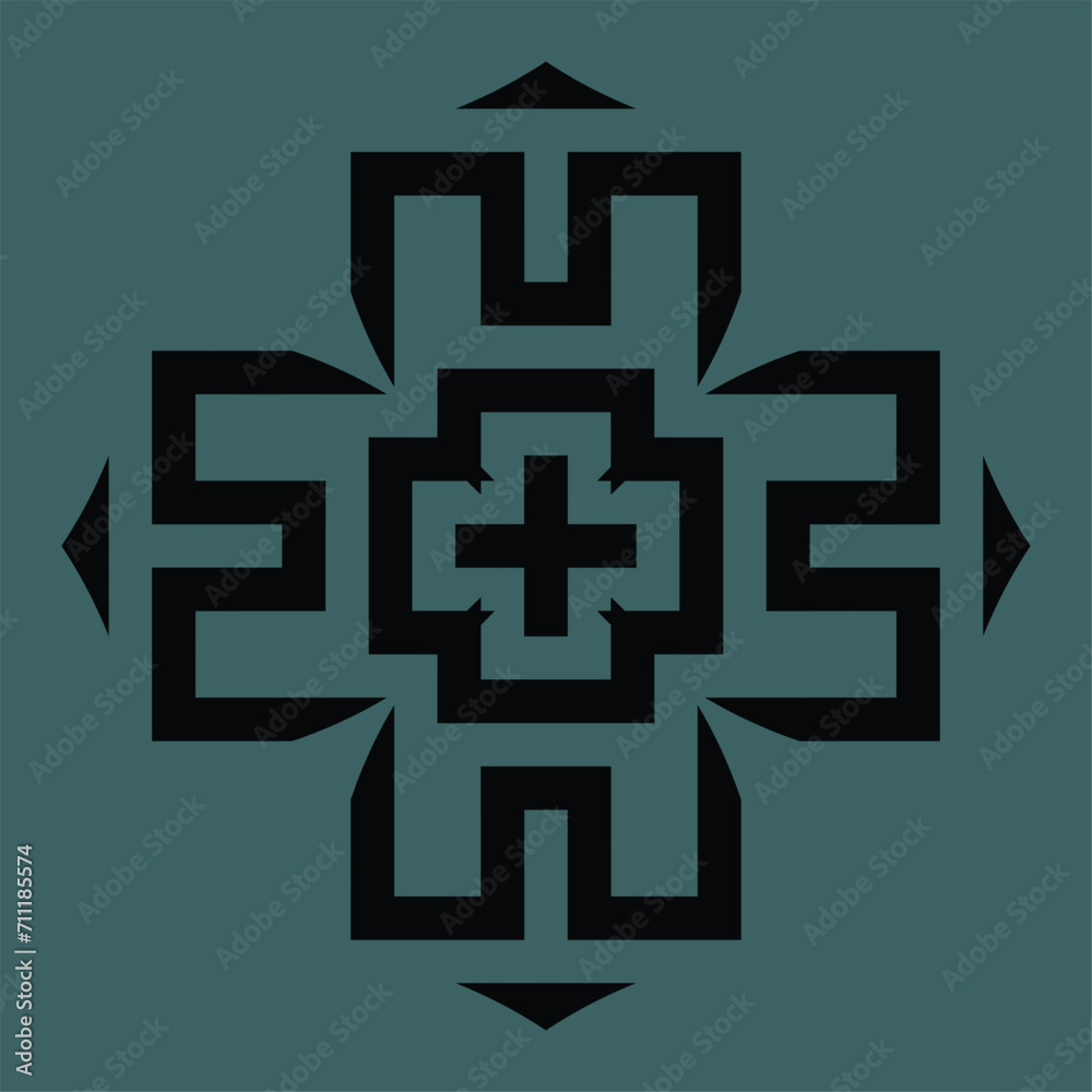 Obraz premium Black abstract monogram or Arabic ceramic motifs on a dark background