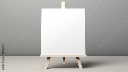 Empty White Canvas on Wooden Easel
