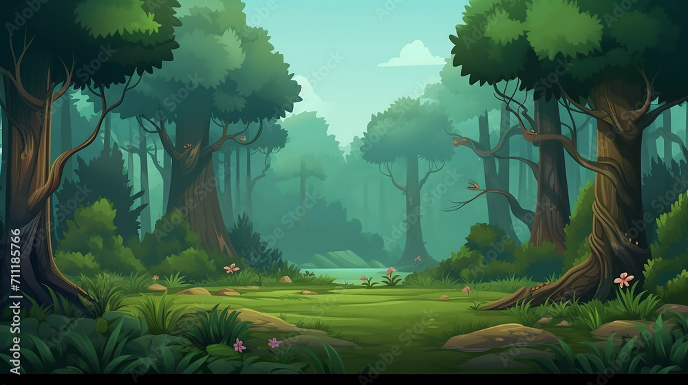 forest game background 2d application design - obrazy, fototapety, plakaty 
