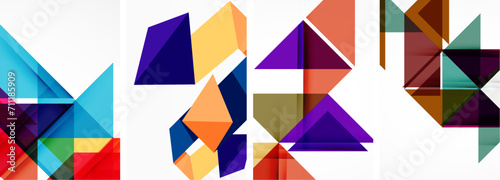 Set of abstract random triangle composition backgrounds. Vector illustration for for wallpaper, business card, cover, poster, banner, brochure, header, website