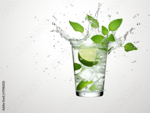 Refreshing Glass of Water With Lime Slices - Hydration and Citrus Infusion in a Clear Glass