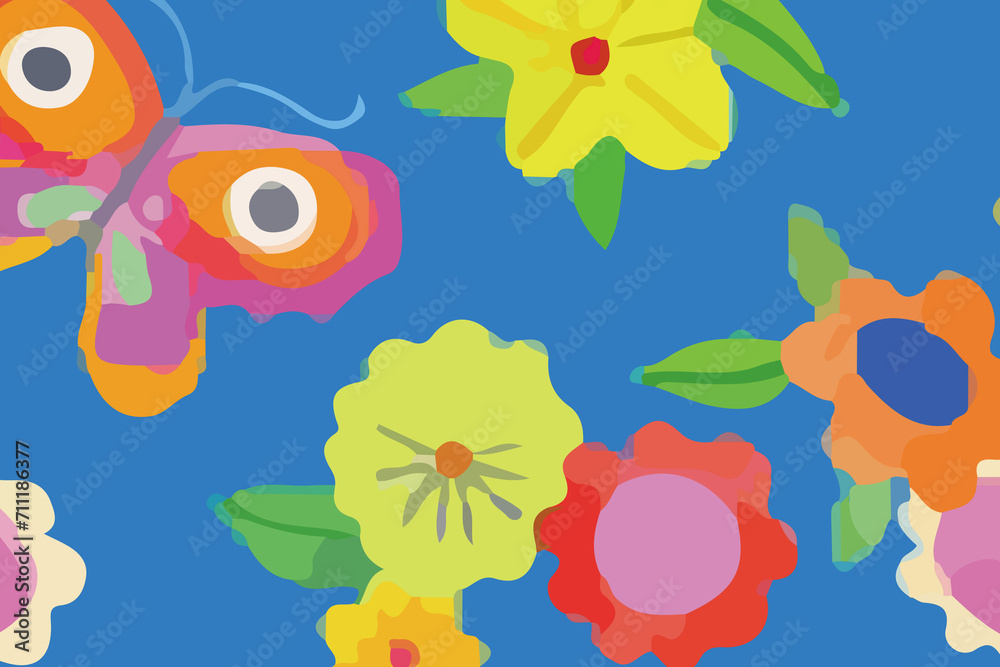 Watercolors and various flowers, marine creatures, butterflies, chrysanthemums, and birds are beautiful Watercolors and various flowers, marine creatures, butterflies, chrysanthemums, and birds are beautiful