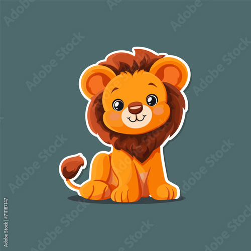 Cute baby lion sticker vector illustration