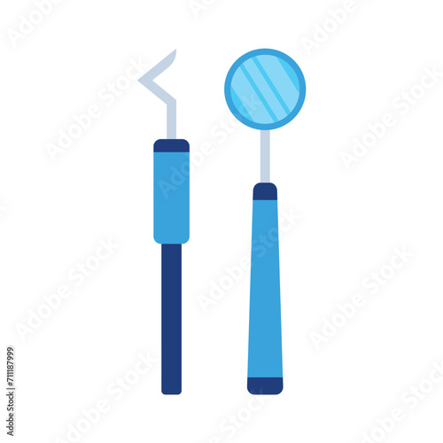 Mouth glass and periodontal probe icons, minimalist vector illustration and transparent graphic element. Isolated on white background