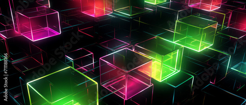 Vibrant Neon Cubic Labyrinth