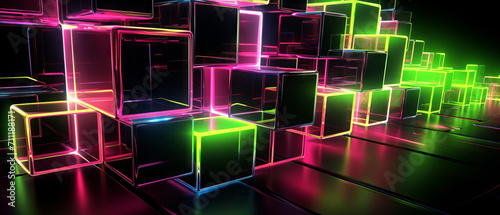 Neon Glow Cubic Network
