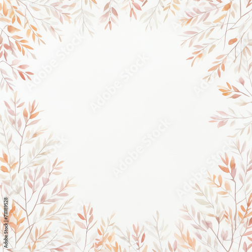 watercolor autumn fall leaves wreath frame square banner background, flower flora frame painting illustration.copy space center