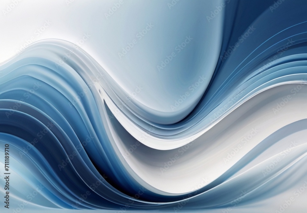 Fototapeta premium Abstract blue flowing wave lines on plain White background from Generative AI