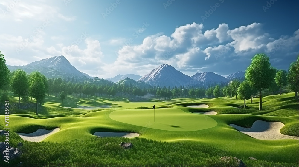 golf course with beautiful green field