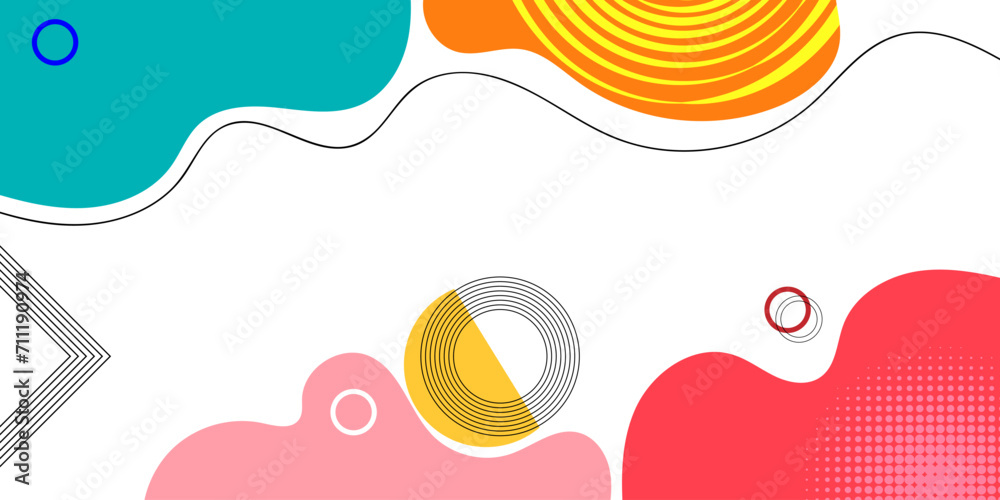 Abstract Pop art color background memphis pattern and wave, Color wave template and presentation design Abstract Pop art color background memphis pattern and wave, Color wave template and presentation design