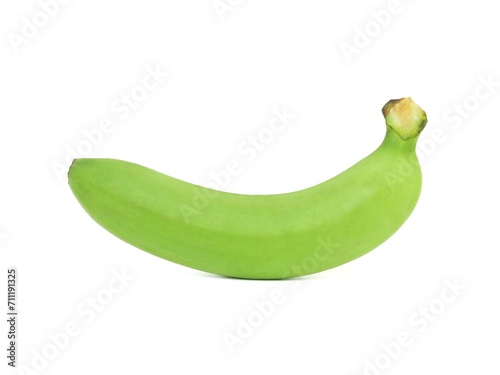 Fresh green raw bananas isolated on white background.