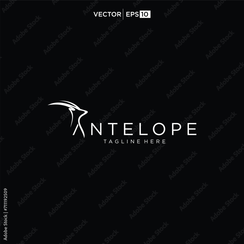 Obraz premium oryx head logo design silhouette vector template