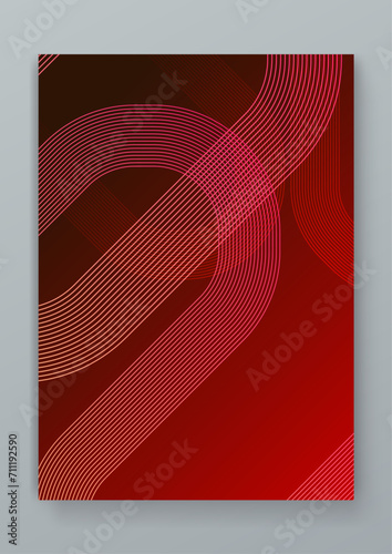 Red and orange vector abstract line modern tech futuristic glow poster. Modern cover template for annual report, flyer, brochure, presentation, poster, and catalog