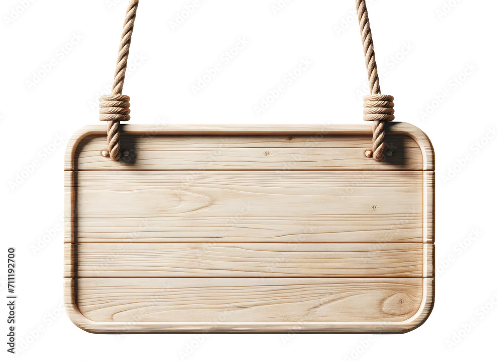 Wooden Signboard with Rope Hanger Isolated Wooden Signboard with Rope Hanger Isolated