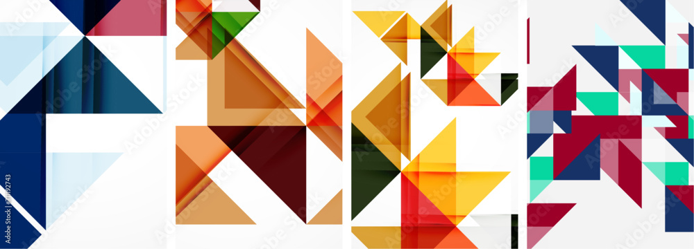 Set of colorful triangle poster cover template backgrounds. Vector illustration For Wallpaper, Banner, Background, Card, Book Illustration, landing page Set of colorful triangle poster cover template backgrounds. Vector illustration For Wallpaper, Banner, Background, Card, Book Illustration, landing page