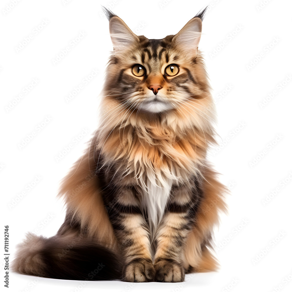 Maine Coon cat isolated on a white background Maine Coon cat isolated on a white background