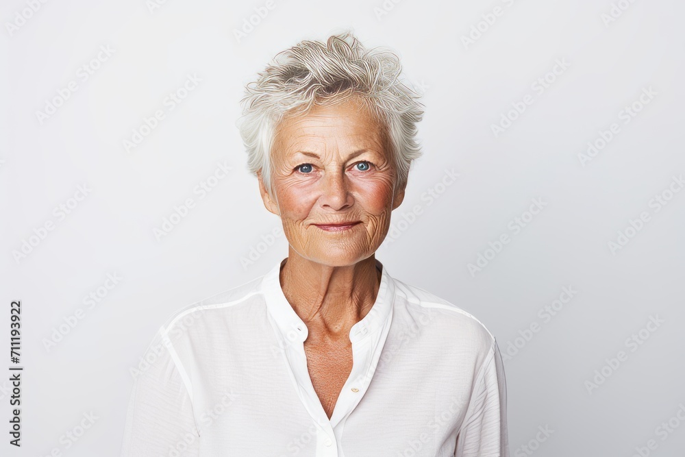 Portrait of a senior woman looking at the camera against white background Portrait of a senior woman looking at the camera against white background