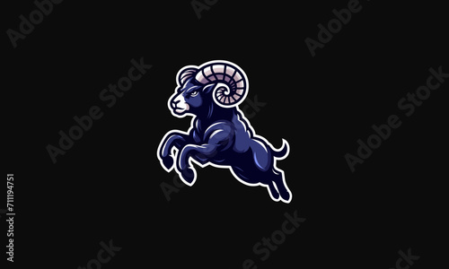ram running angry vector logo flat design