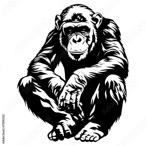Ape black silhouette logo svg vector, chimp icon, Ape Illustration