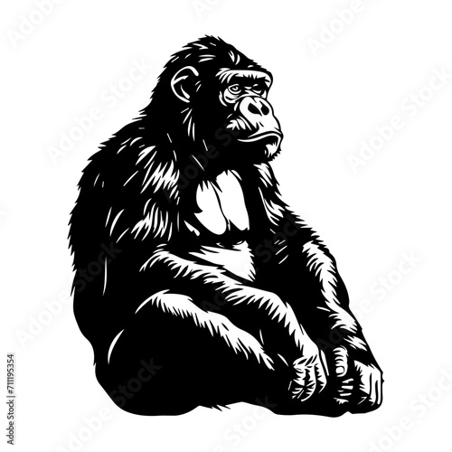 Ape black silhouette logo svg vector, chimp icon, Ape Illustration