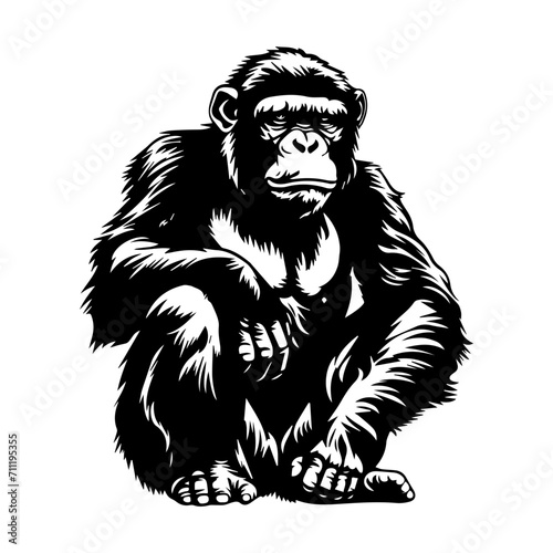 Ape black silhouette logo svg vector, chimp icon, Ape Illustration © hyam