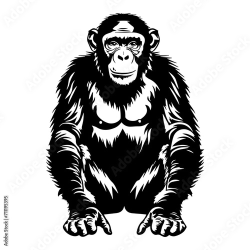 Ape black silhouette logo svg vector, chimp icon, Ape Illustration