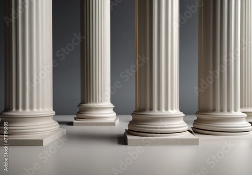Bunch of doric column on plain background from Generative AI photo